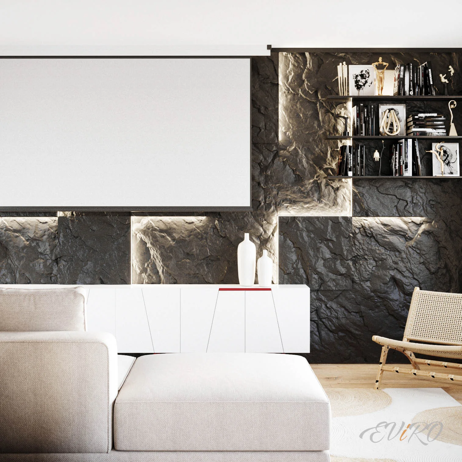 Гипсовая 3D панель EViRO Exclusive Rock LED