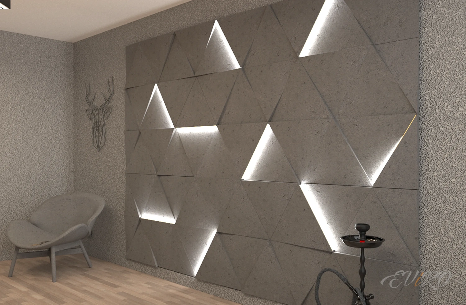 Световая гипсовая 3D панель EViRO Световые треугольники