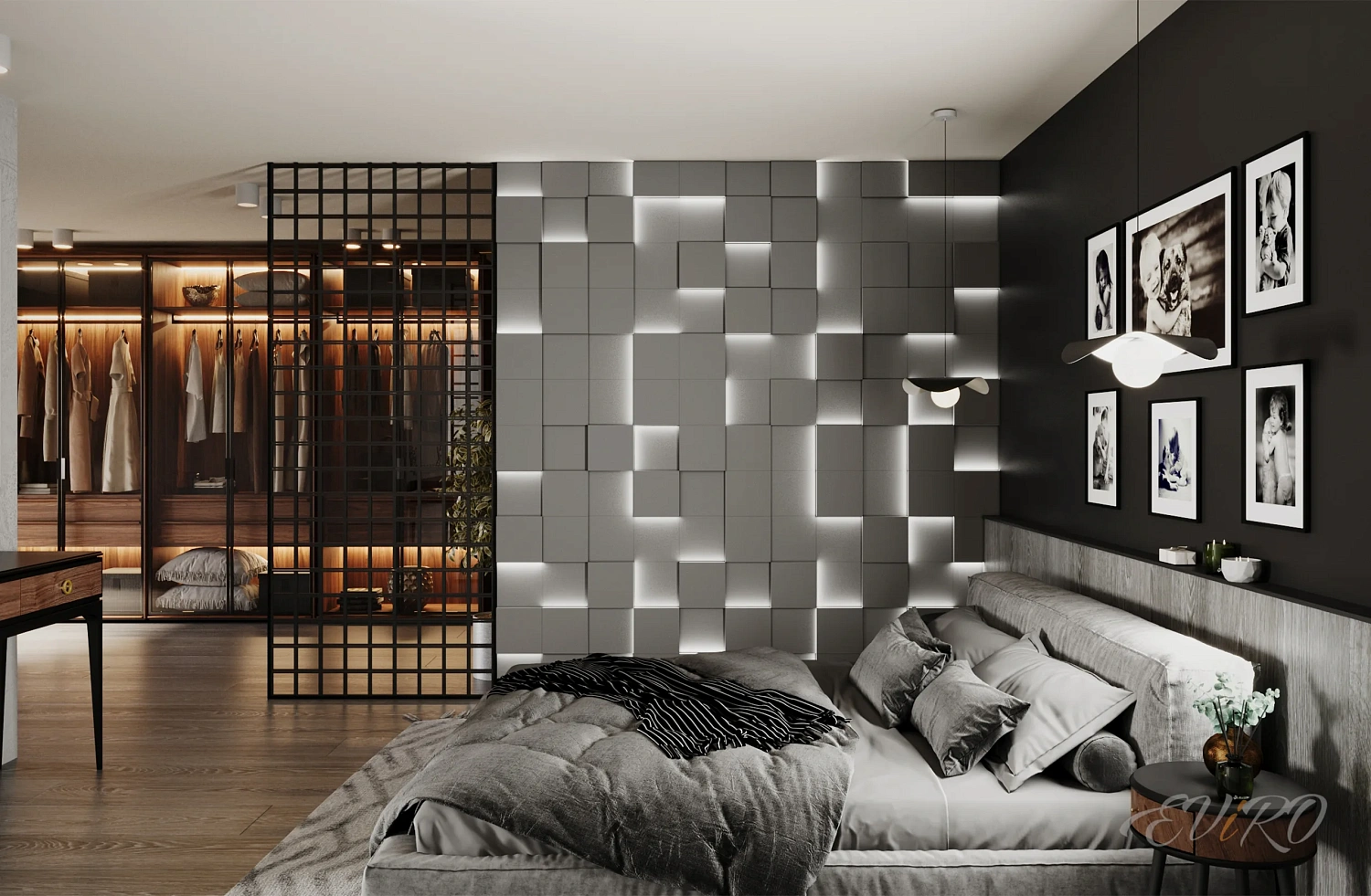 Вариант 10. Оформление стен в спальне световыми квадратами